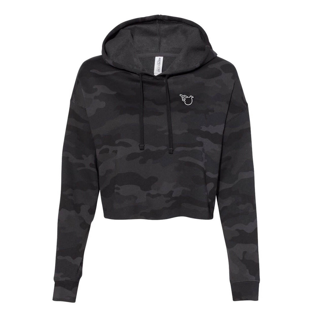 The Stormie Black Camo Lightweight Crop Hooded Sweatshirt