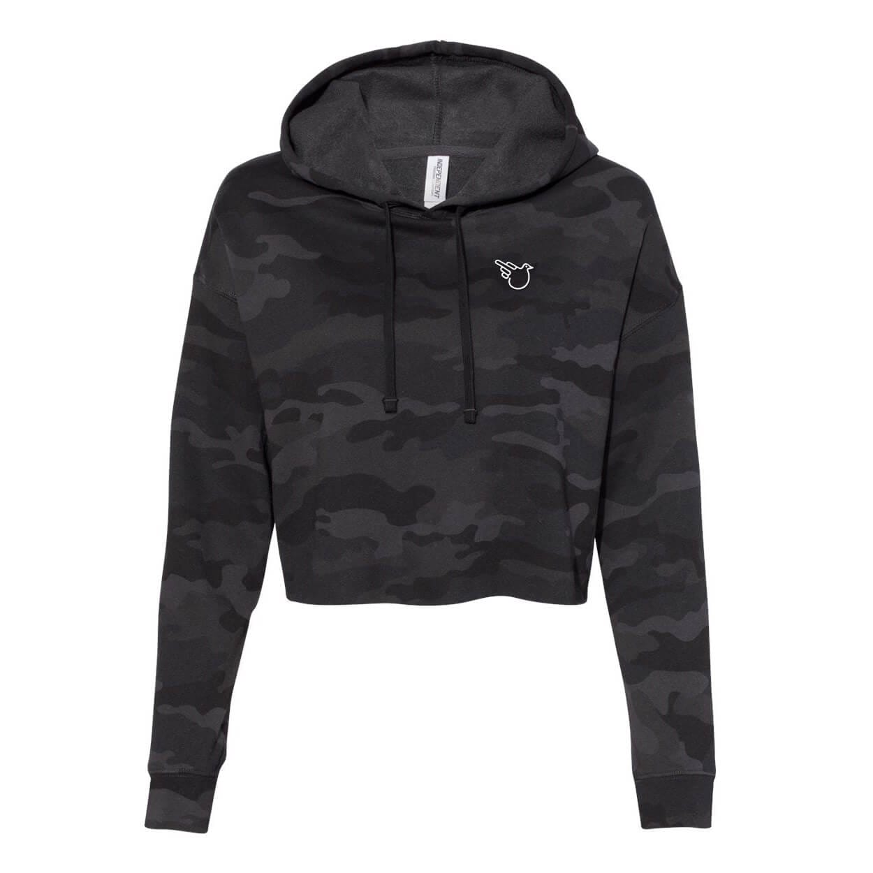The Stormie Black Camo Lightweight Crop Hooded Sweatshirt