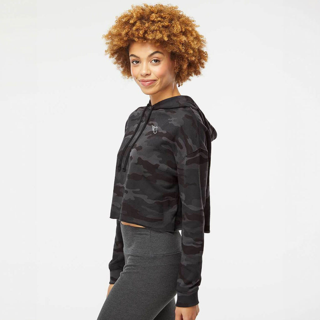 The Stormie Black Camo Lightweight Crop Hooded Sweatshirt