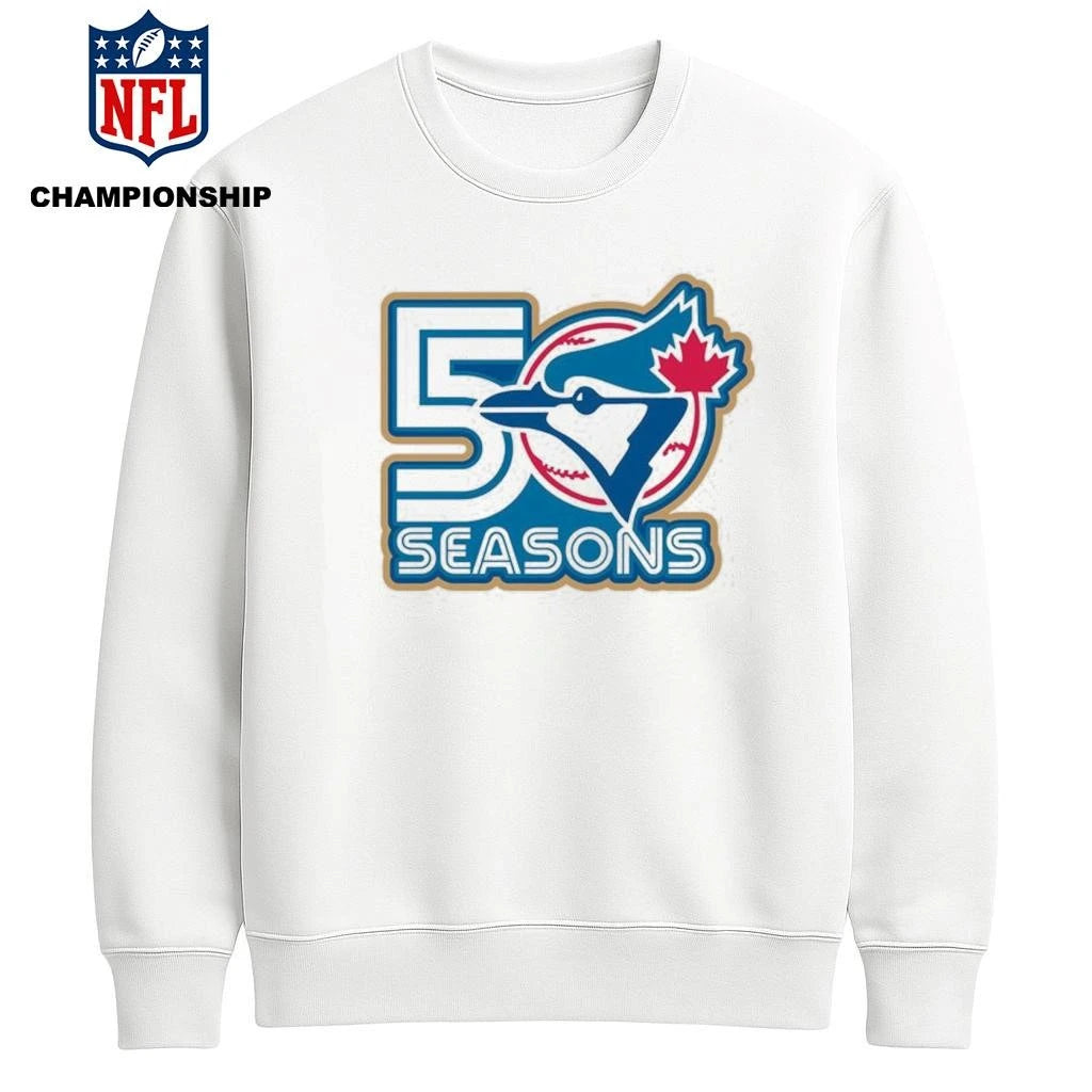 Toronto Blue Jays unveil their logo for the team’s 50th season shirt