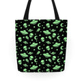 Aliens and UFO Cosmic Space Pattern Tote Bag