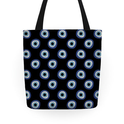 Evil Eye Pattern Black Tote Bag