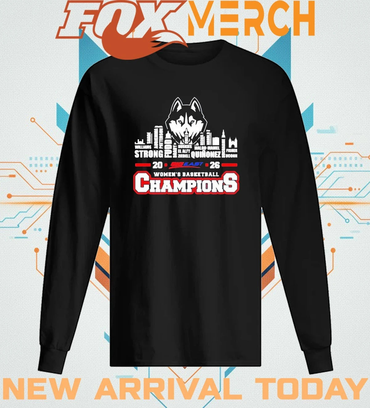 Uconn Huskies 2026 Big East Women’s Basketball Tournament Champions city skyline t-shirt
