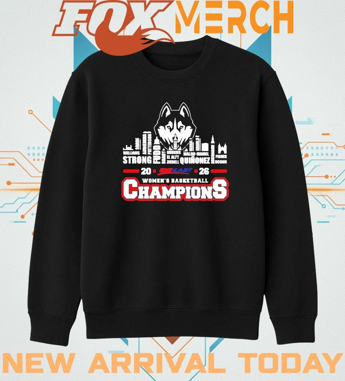 Uconn Huskies 2026 Big East Women’s Basketball Tournament Champions city skyline t-shirt