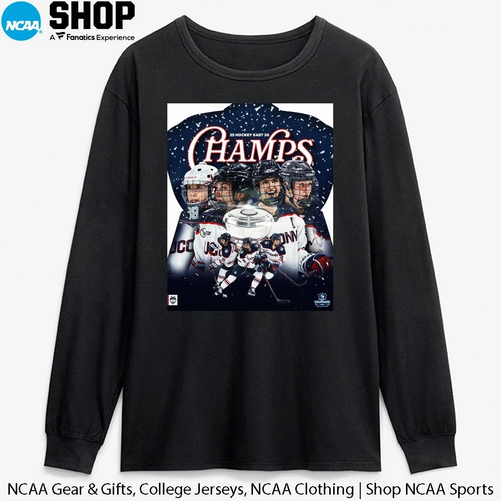 UConn Huskies Women’s Hockey 25 Hockey 26 Champs T-Shirt