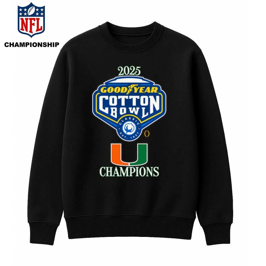 University of Miami 2025 Goodyear Cotton Bowl Chamoions Shirt