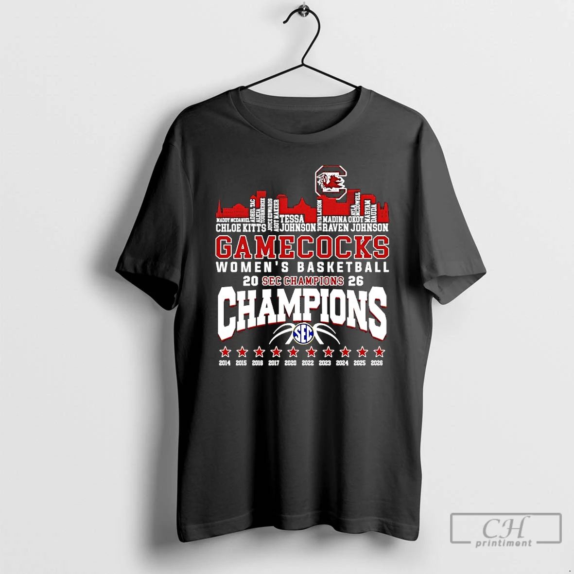 Classic Gamecocks Womens Basketball 2026 Sec Champions 10 Time City Skyline