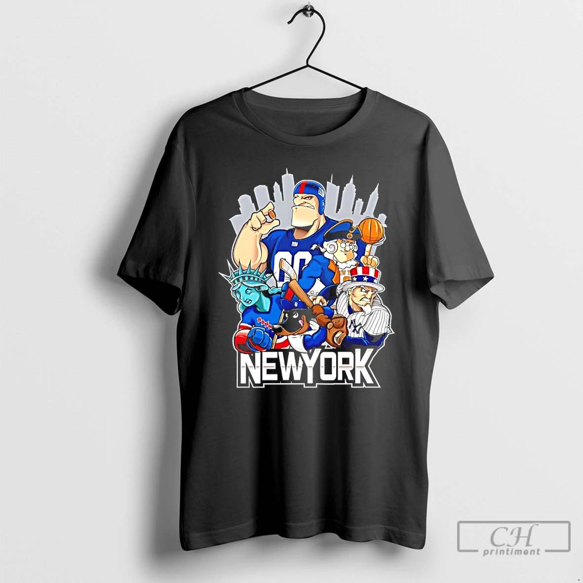 Classic Giants Yankees Rangers Dodgers And Mets New York City Skyline Mascot T Shirts Sweater