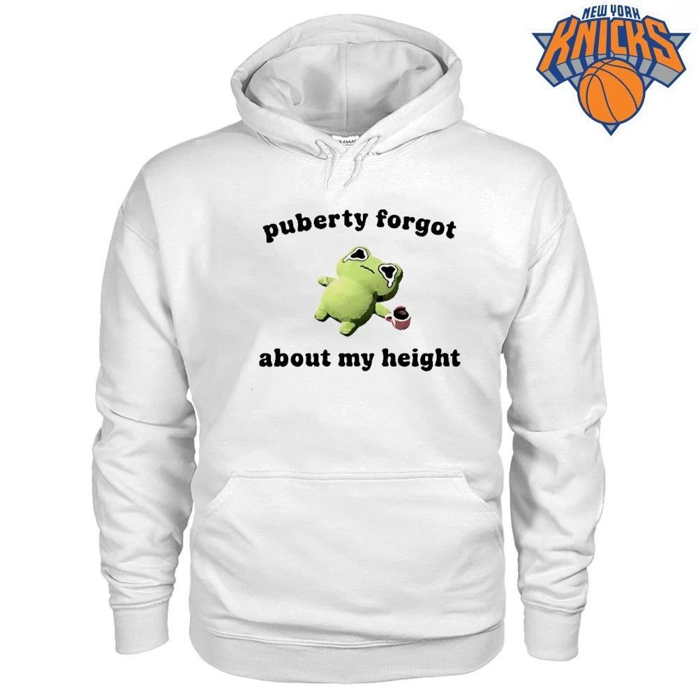 Puberty Forgot About My Height Sad Frog Drinking Coffee Funny Meme Shirt