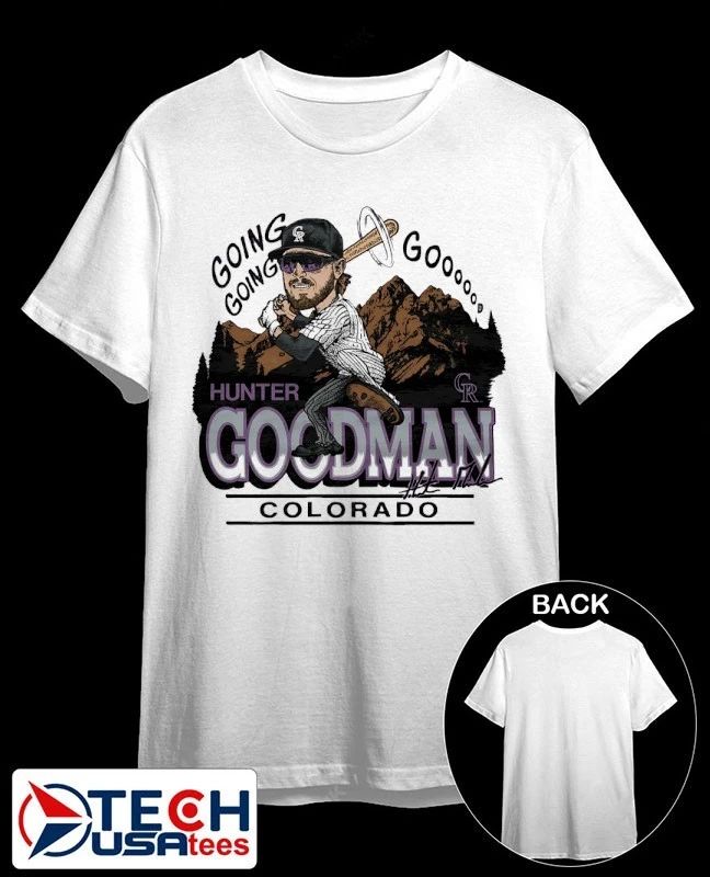 Colorado Rockies Hunter Goodman going going caricature signature shirt