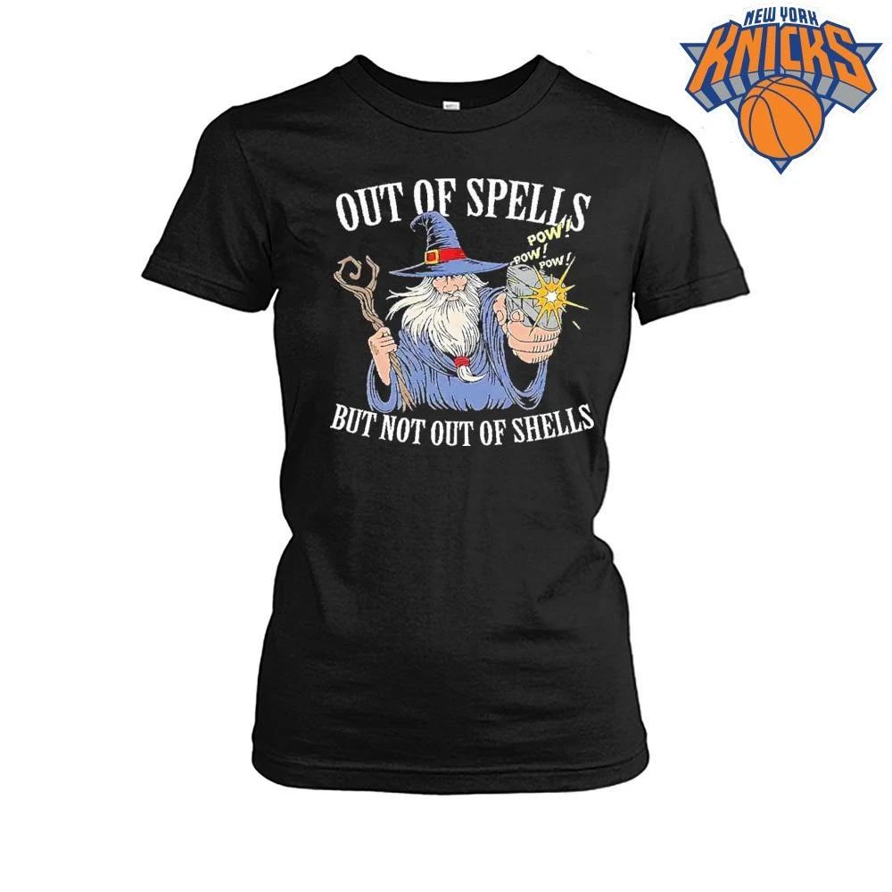Out Of Spells But Not Out Of Shells Wizard Holding A Gun Meme Shirt