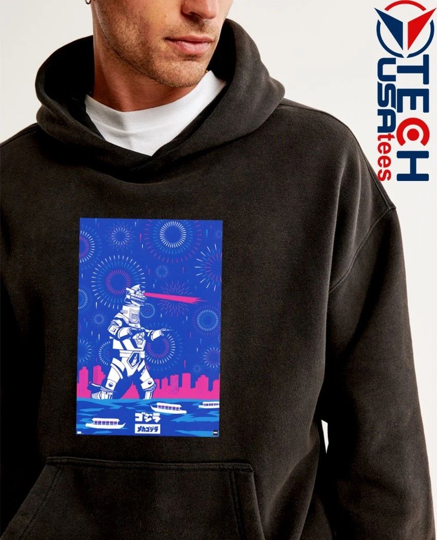 Mecha Godzilla fireworks skyline shirt