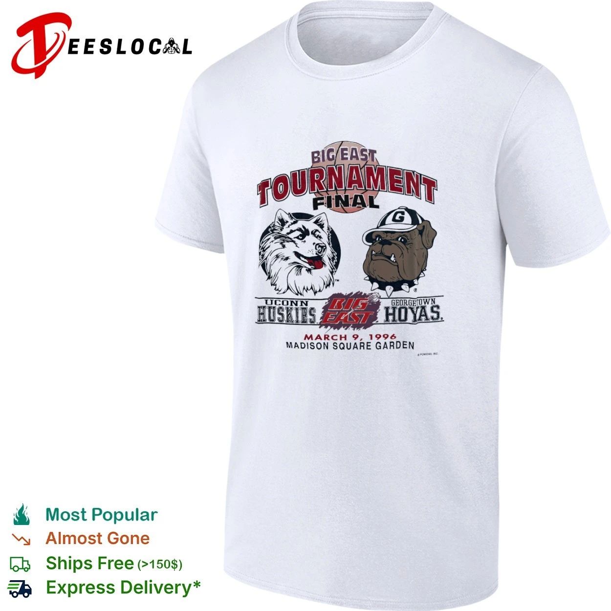 Big East Tournament Final UConn Huskies vs Georgetown Hoyas March 9 1996 Madison Square Garden T-shirt