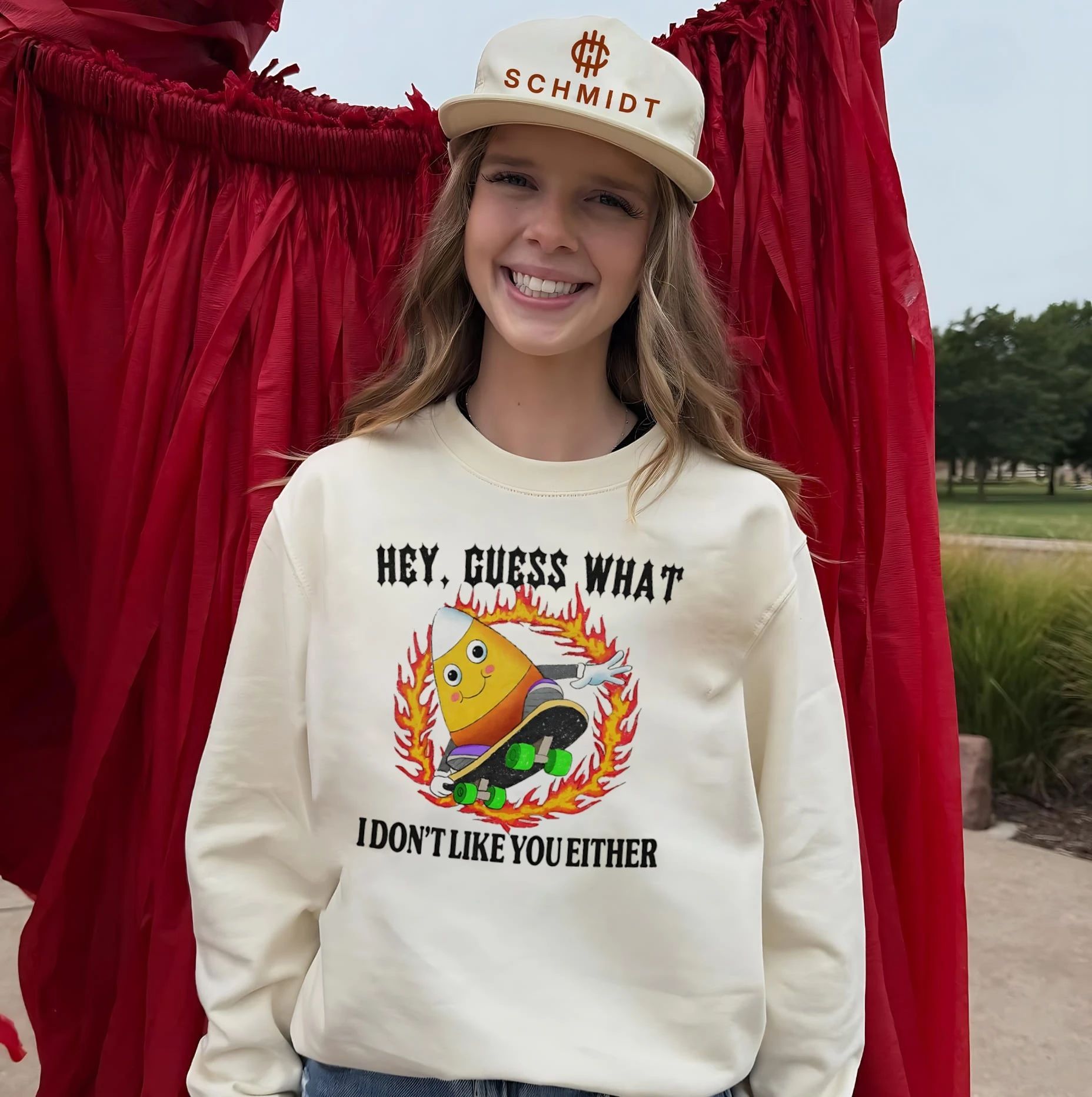Candy Corn Skateboarder Hey Guess What I Don’t Like You Either shirt