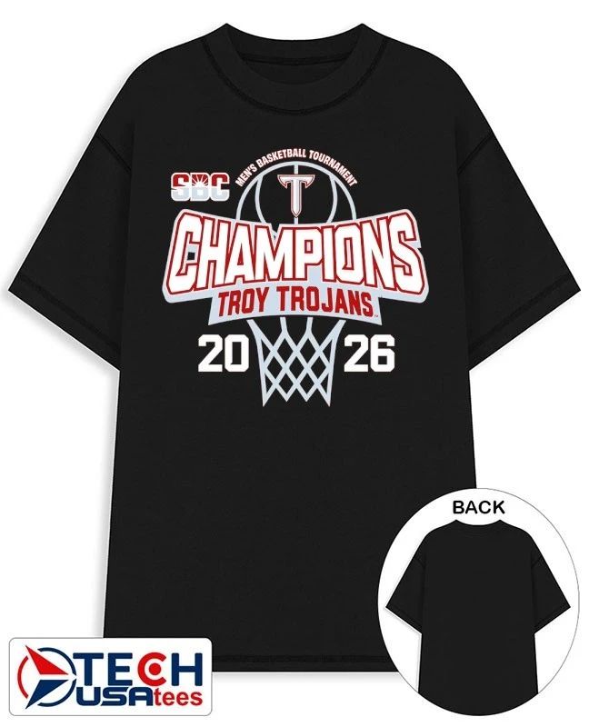 Troy Trojans 2026 Sun Belt Men’s Basketball Tournament Champions shirt