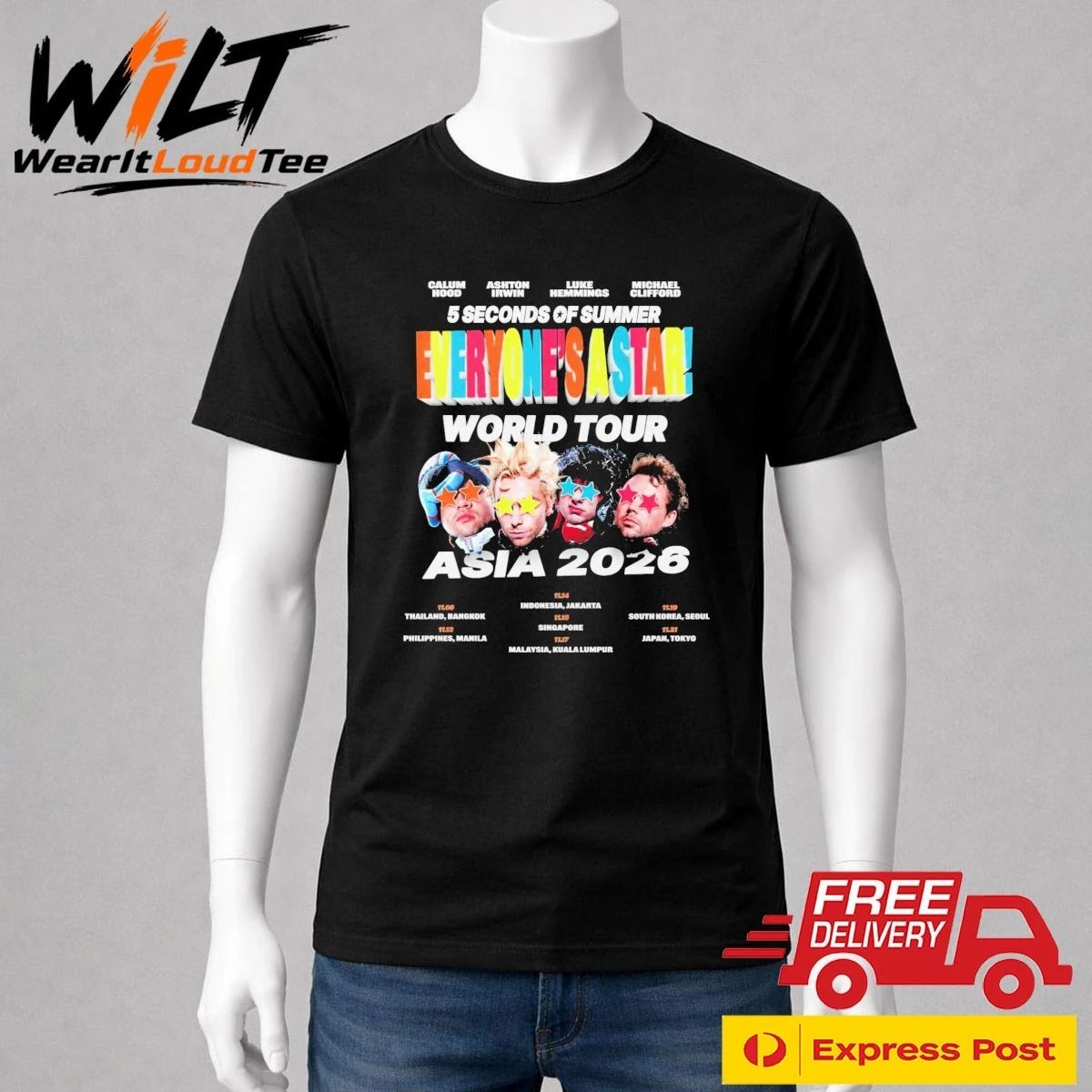 5 Seconds of Summer Asia Tour 2026 Everyones A Star Shirt
