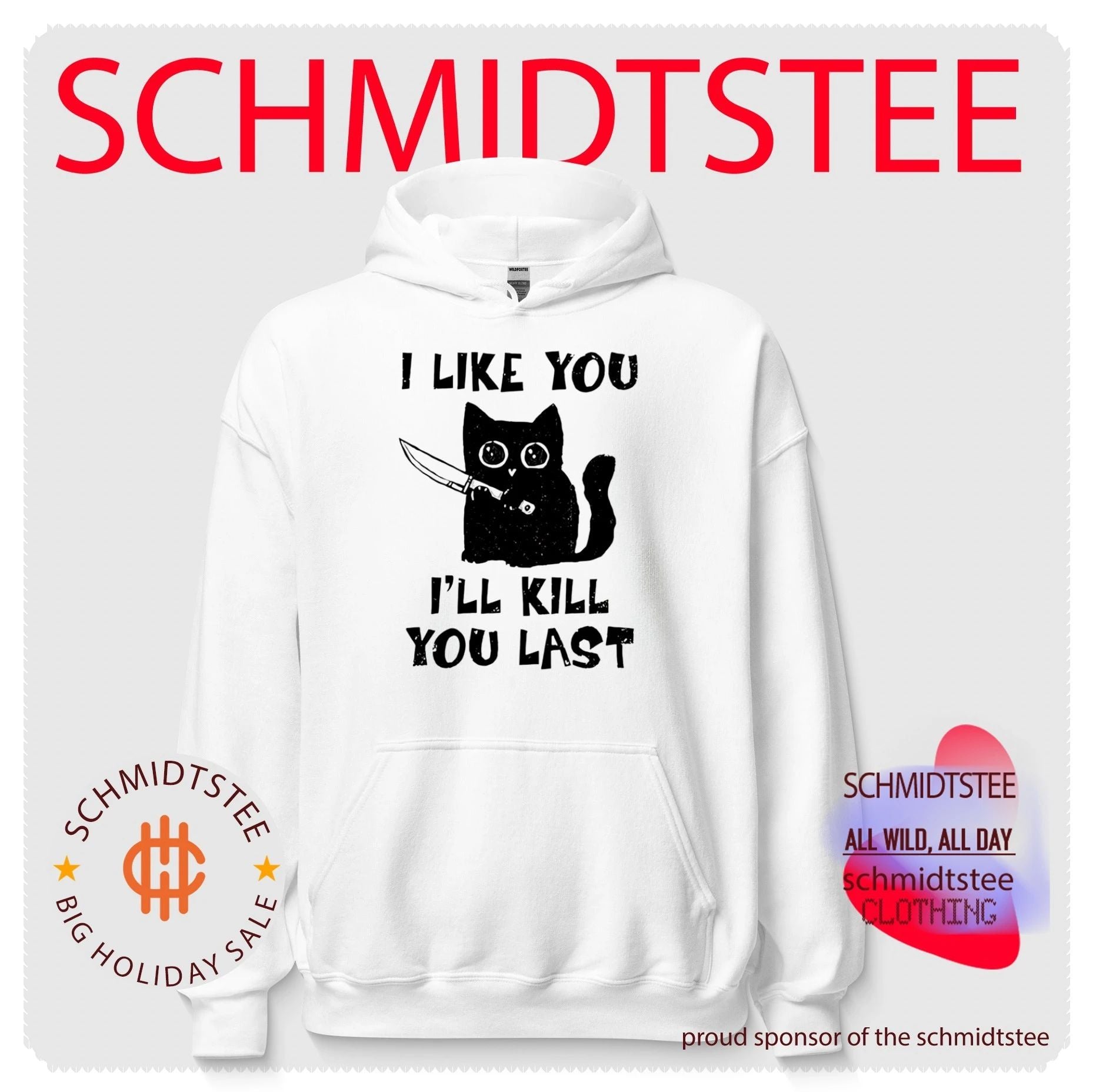 Distressed Black Cat Holding a Knife I Like You I Will Kill You Last shirt