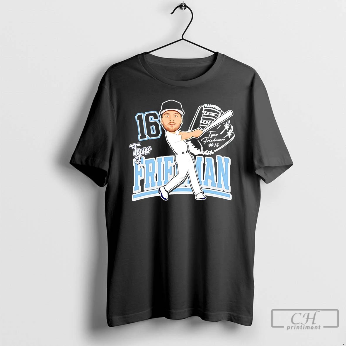 Classic Tyus Friedman Baseball Player Caricature 2026