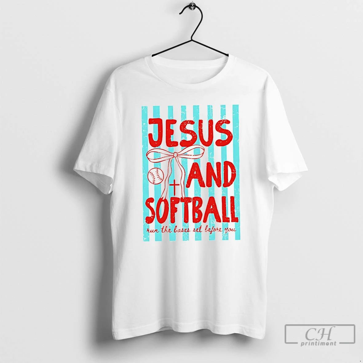 Premium Jesus And Softball Run The Bases Set Before You