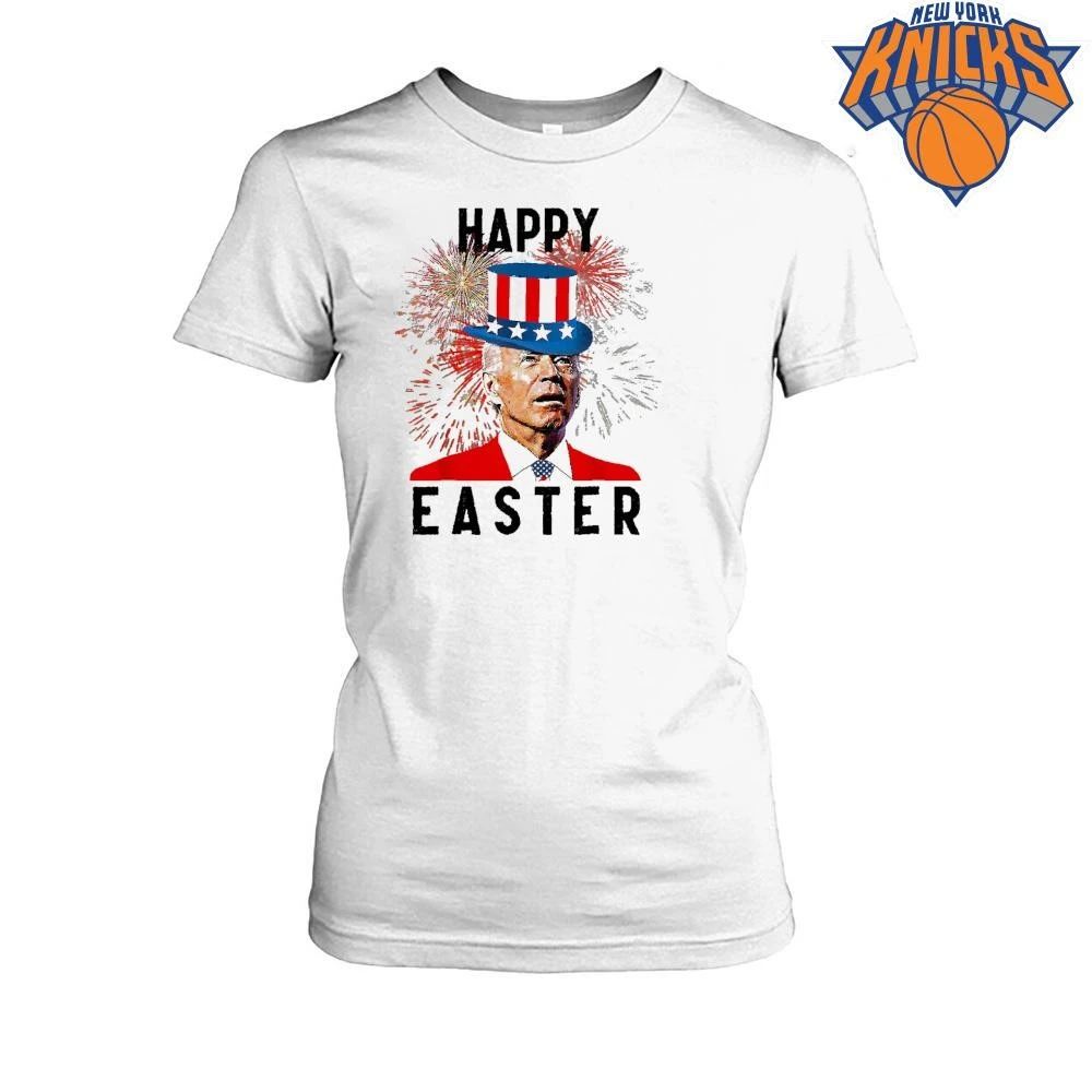 Joe Biden Happy Easter Uncle Sam Hat Fireworks Funny Confused Patriotic Happy 4th of July Shirt