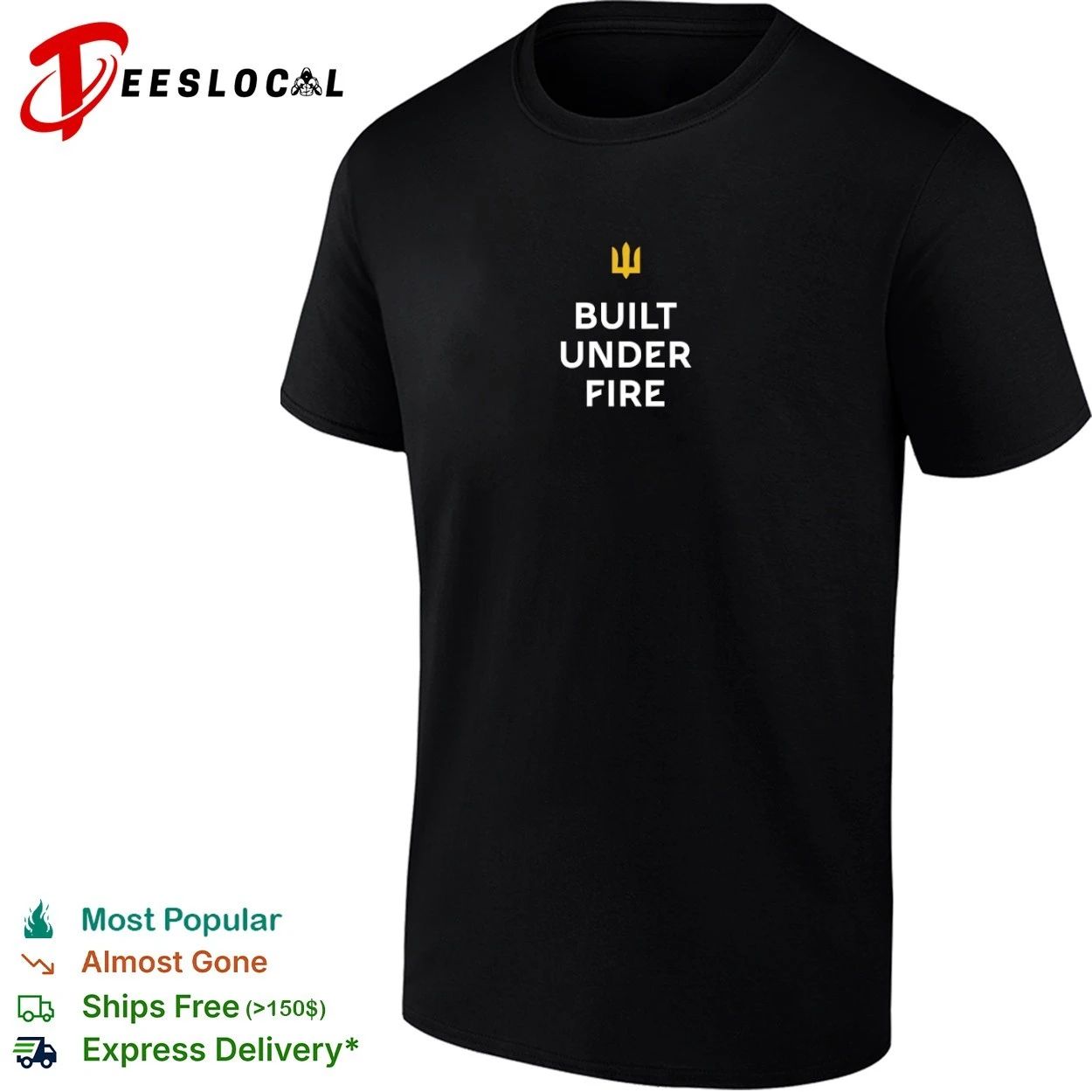 Built Under Fire Ukraine Trident Patriotic T-shirt