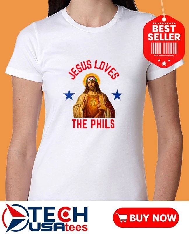 Jesus loves the Phils Phillie Phanatic eye headband shirt
