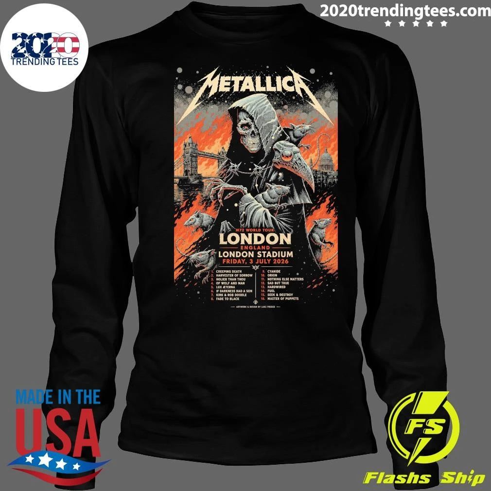Metallica M72 World Tour London England London Stadium July 3, 2026 Shirt