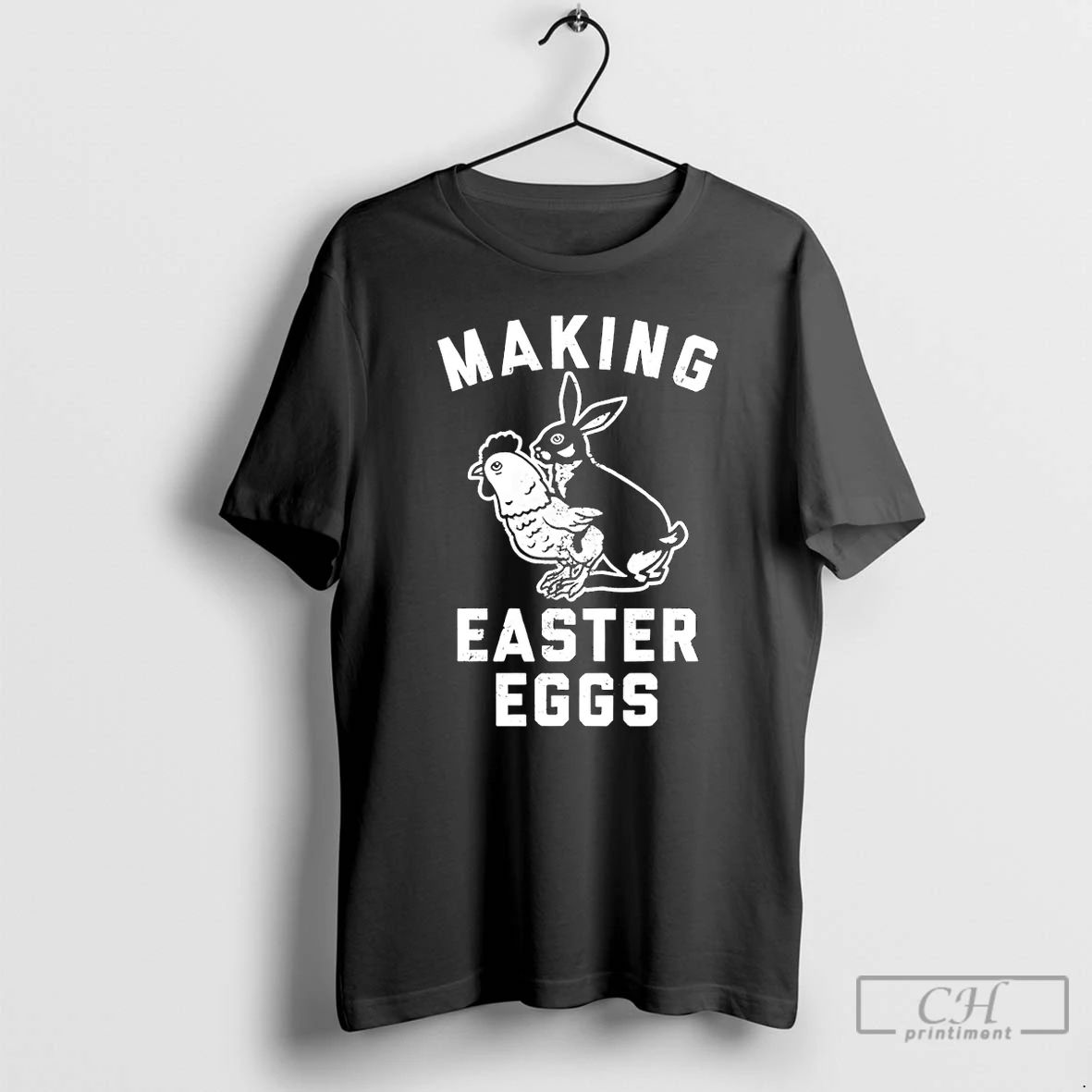 Classic Bunny Rooster Making Eggs Easter Day