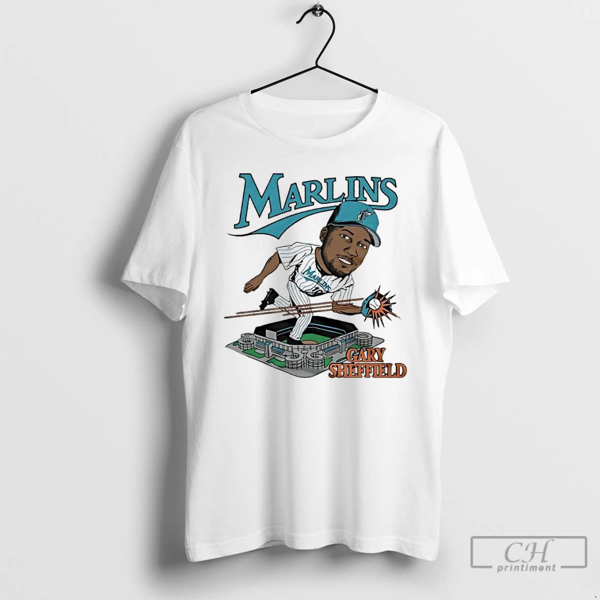 Classic Gary Sheffield Florida Marlins Player Caricature Graphic