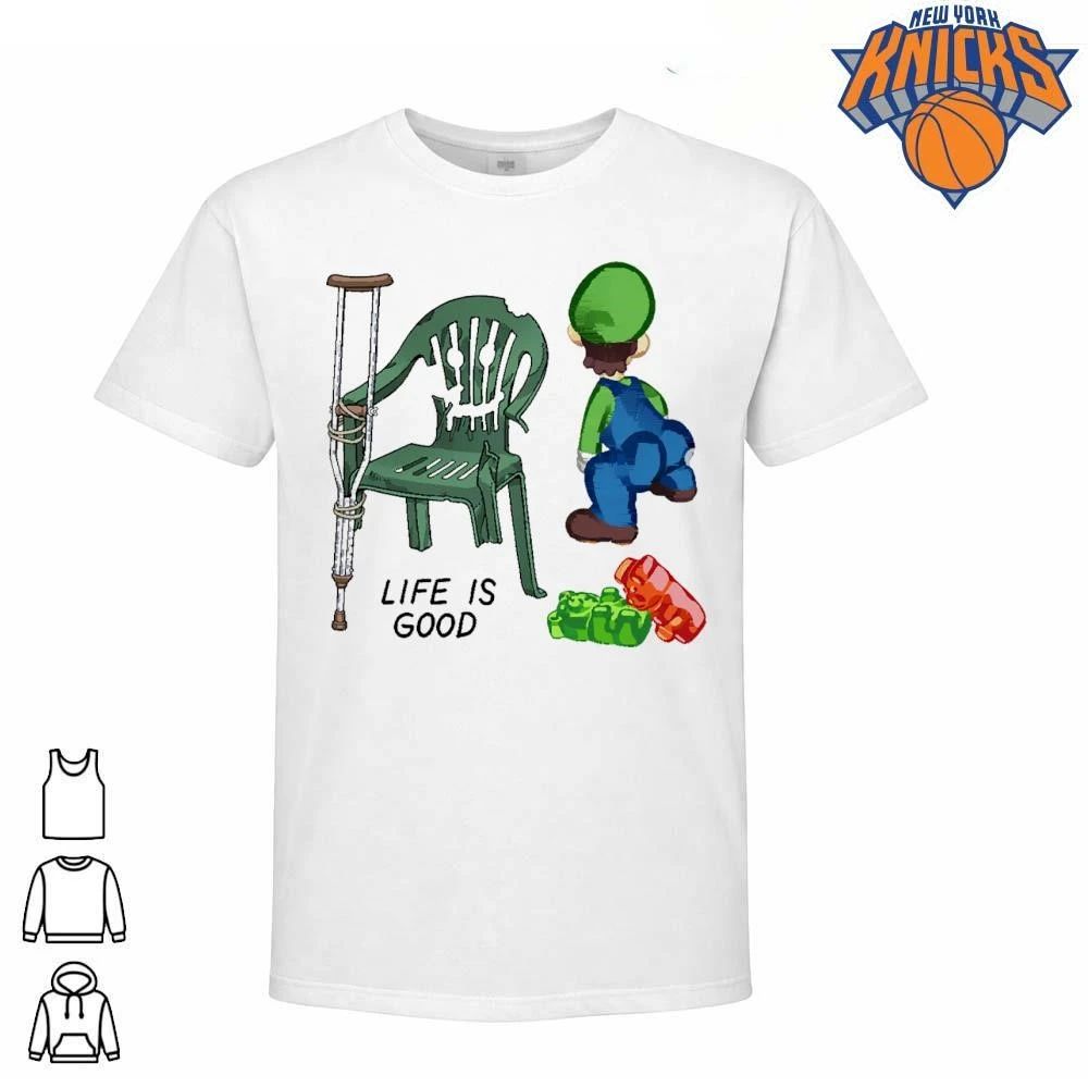 Thicc Luigi Life Is Good Broken Plastic Chair Gummy Bears Meme Shirt