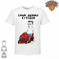 Lawn Abiding Citizen Cartoon Character Riding Mower Funny Quote Shirt