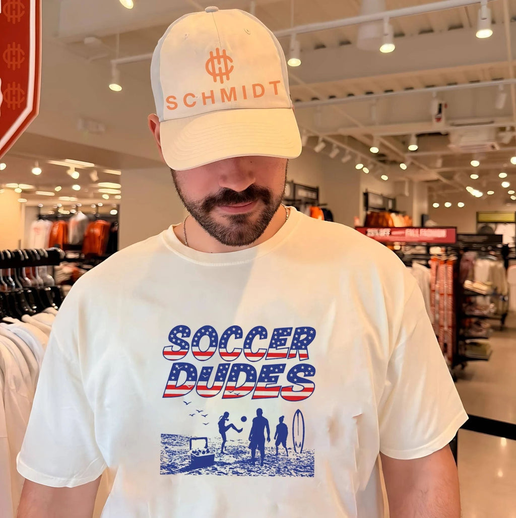 Soccer dudes American flag pattern shirt