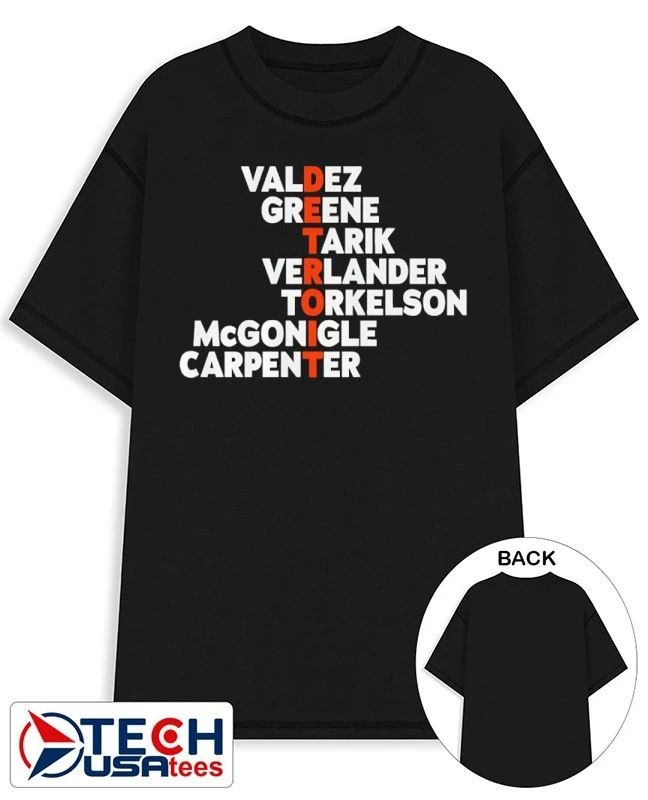 Detroit Tigers Baseball Valdez Greene Tarik Verlander Torkelson McGonigle and Carpenter players name shirt by breakingt