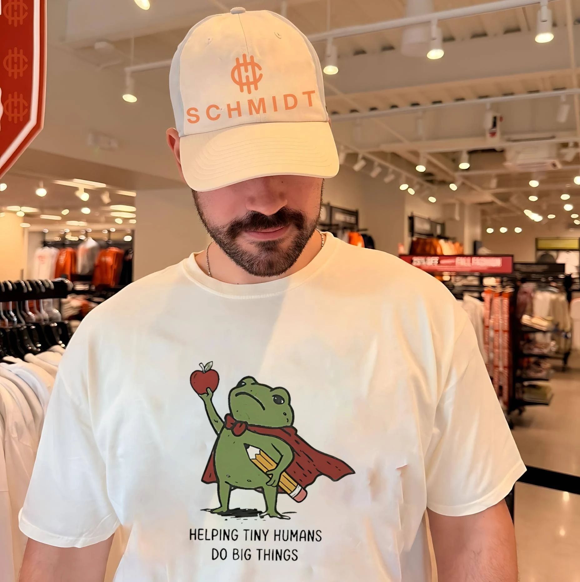 Cartoon frog helping tiny humans do big things shirt