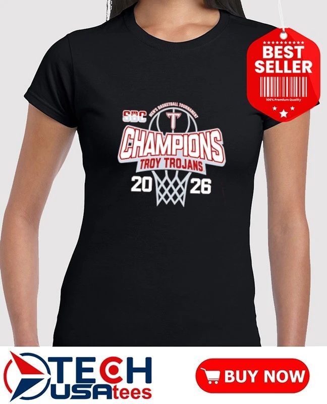 Troy Trojans 2026 Sun Belt Men’s Basketball Tournament Champions logo shirt