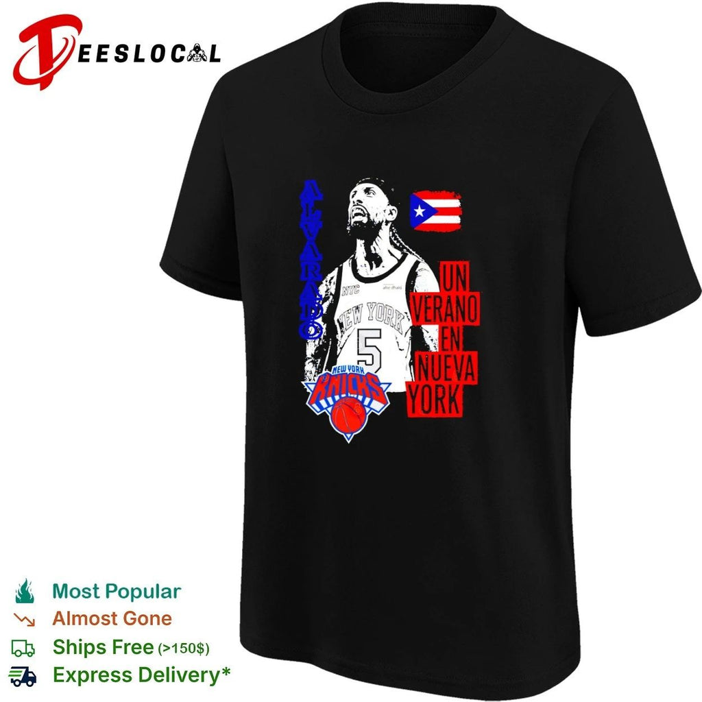 Alvarado Un Verano En Nueva York NY Knicks 5 Puerto Rican Basketball T-shirt