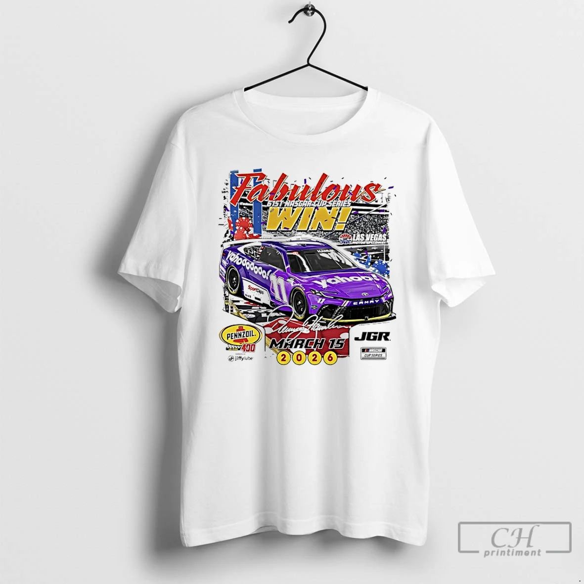 Classic Denny Hamlin Fabulous 61st Nascar Cup Series 2026 Pennzoil 400 Winner Signature T Shirts