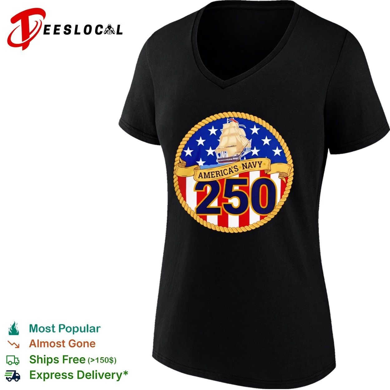 America’s Navy 250 Years United States Sailing Ship T-shirt