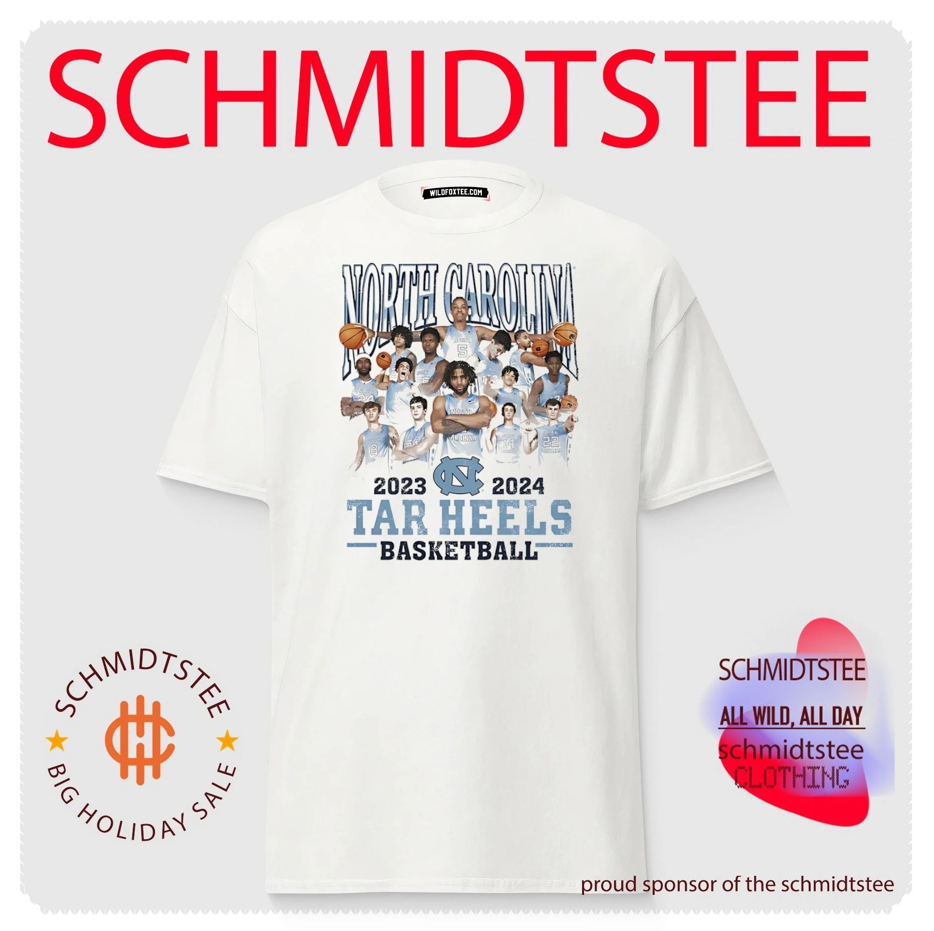 North Carolina Tar Heels Basketball 2023-2024 team collage shirt