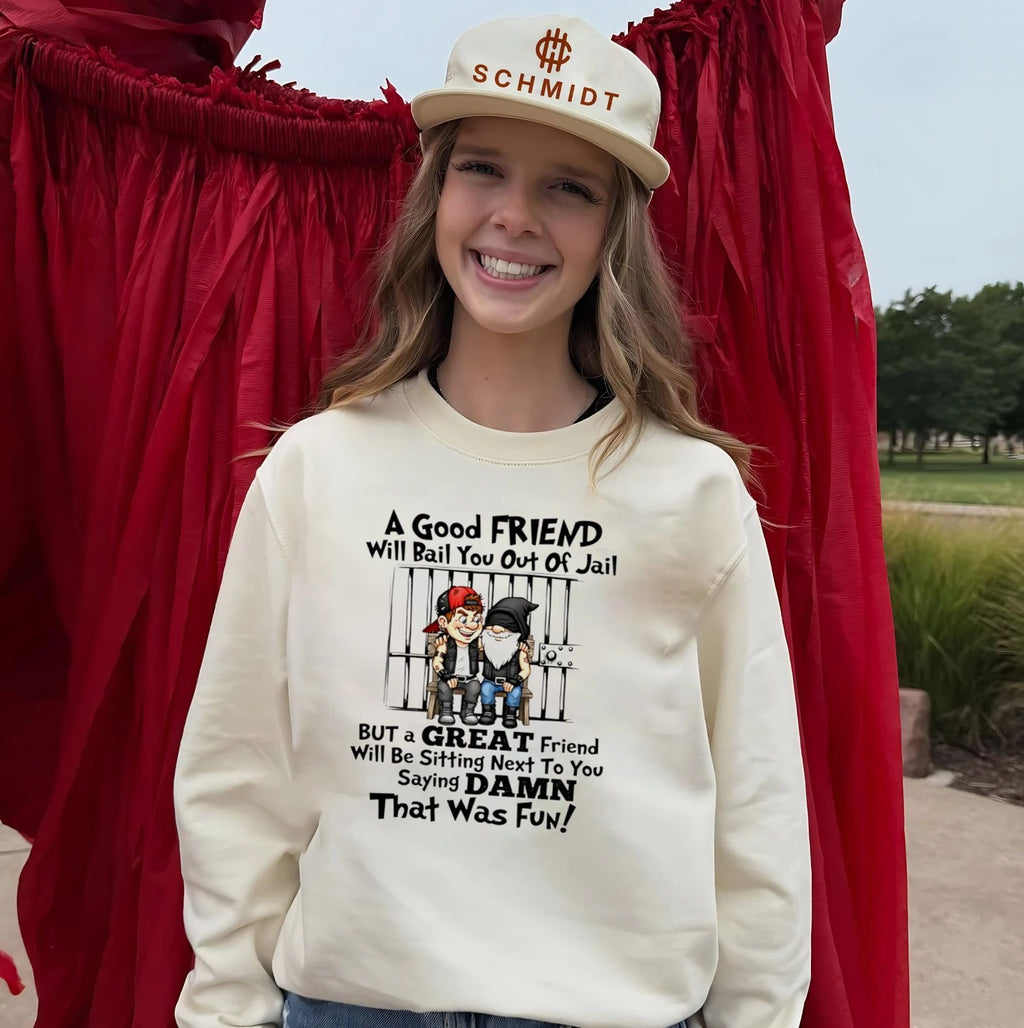 Biker Gnome and Friend Jail Quote funny friendship shirt