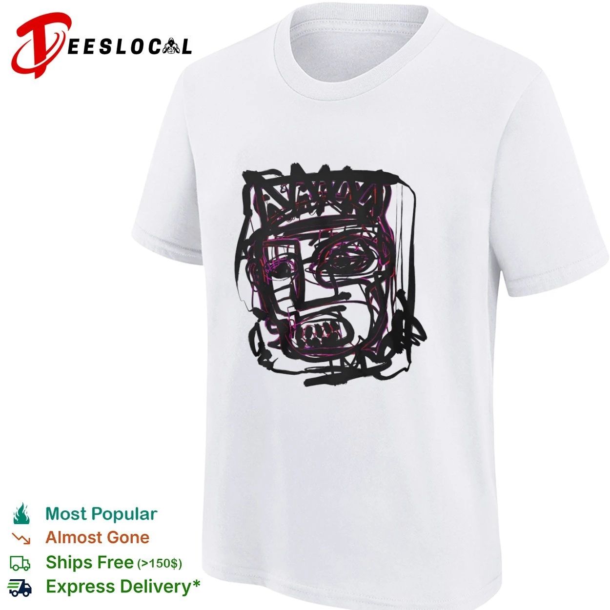 Jean-Michel Basquiat Crowned Abstract Face T-shirt