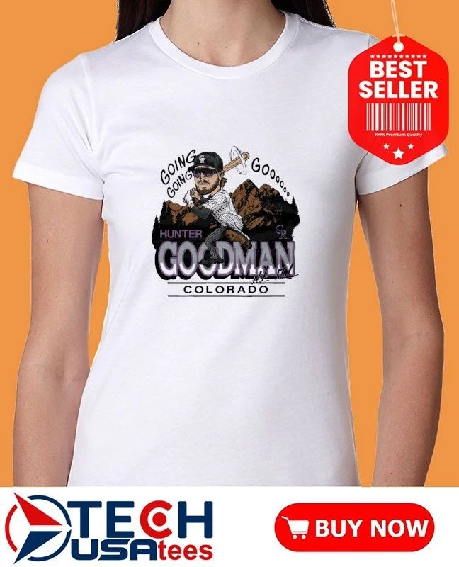 Colorado Rockies Hunter Goodman going going caricature signature shirt