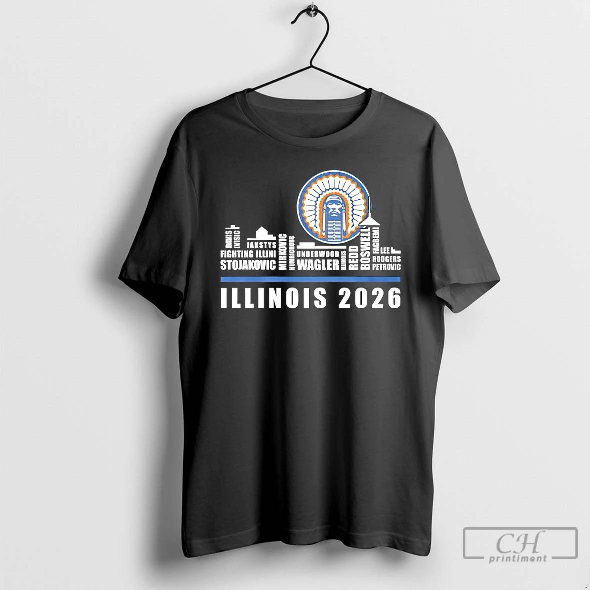 Classic Illinois Fighting Illini Basketball 2026 Skyline Players Name