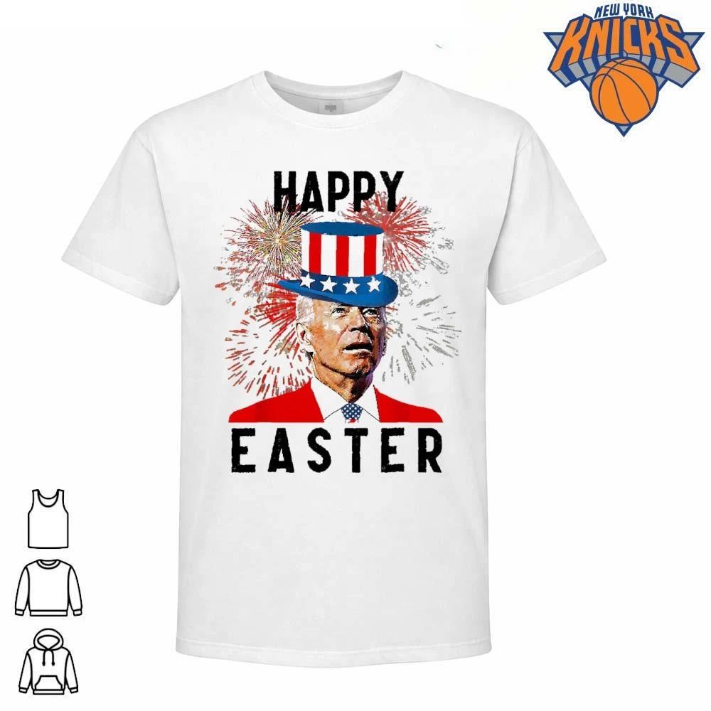 Joe Biden Happy Easter Uncle Sam Hat Fireworks Funny Confused Patriotic Happy 4th of July Shirt