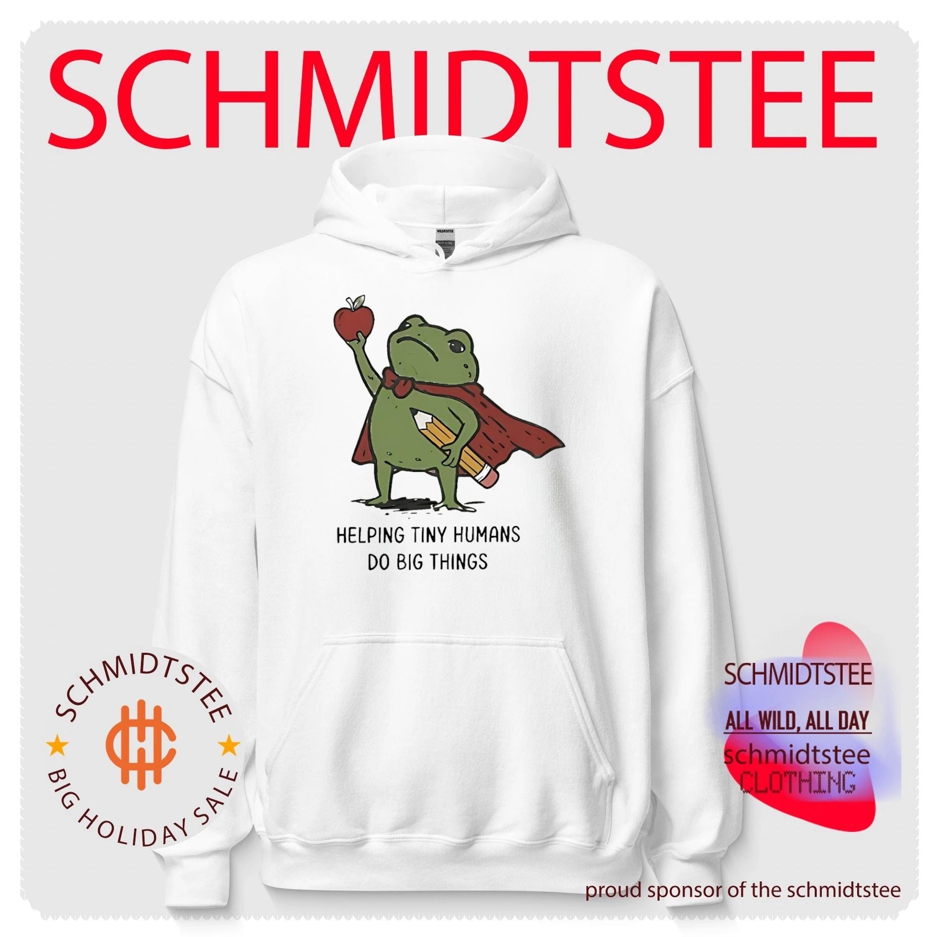 Cartoon frog helping tiny humans do big things shirt