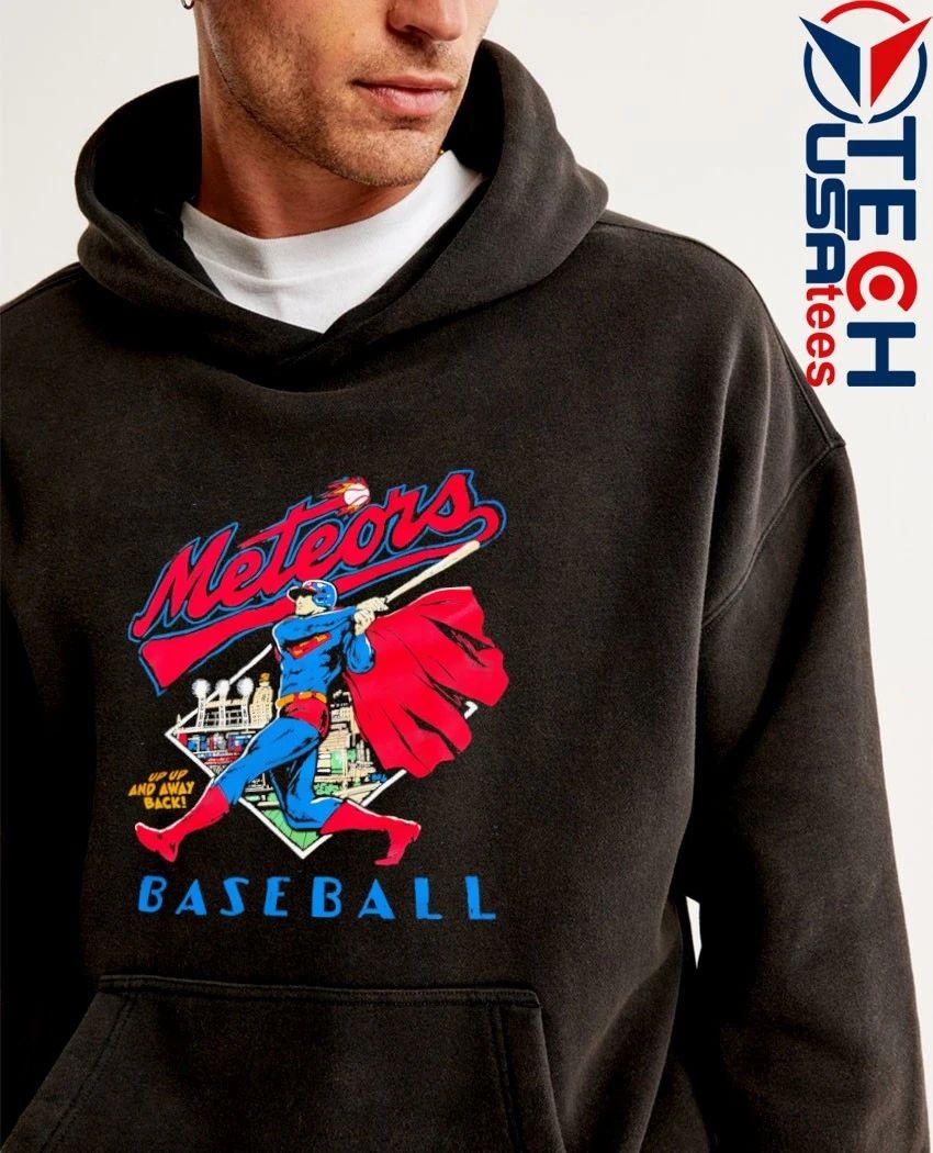 Superman Meteors Baseball up up and away back shirt