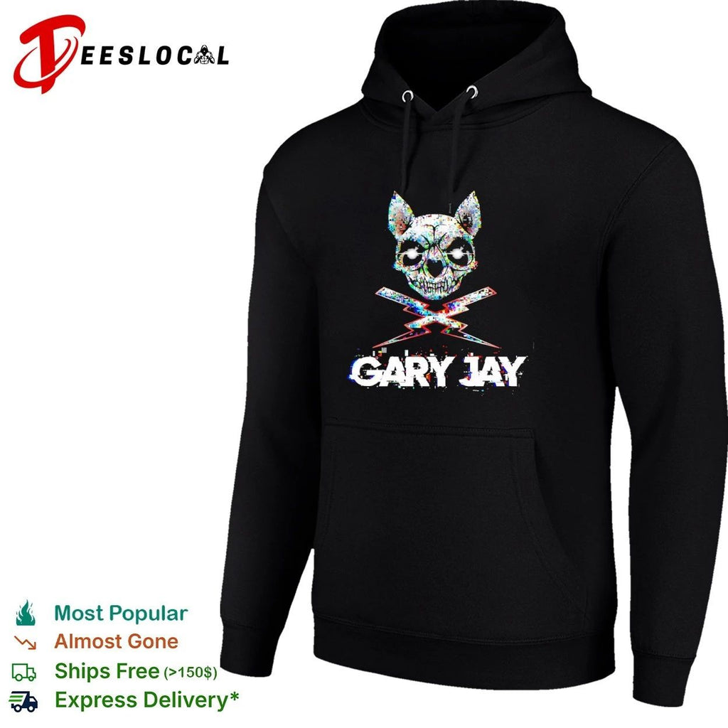 Gary Jay Glitch Skull Lightning Edgy T-shirt