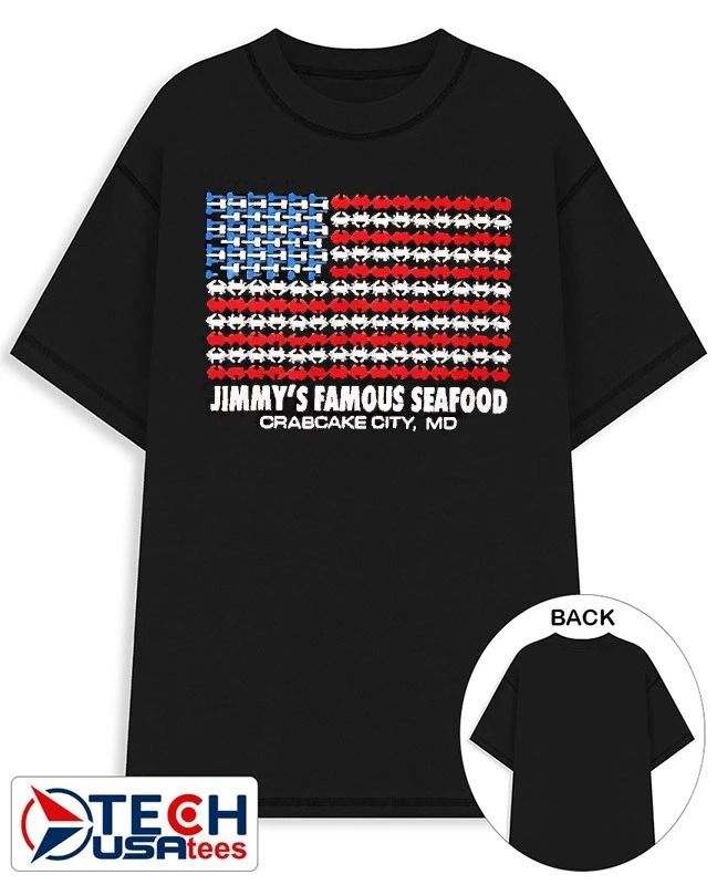Jimmy’s Famous Seafood Crab USA flag shirt