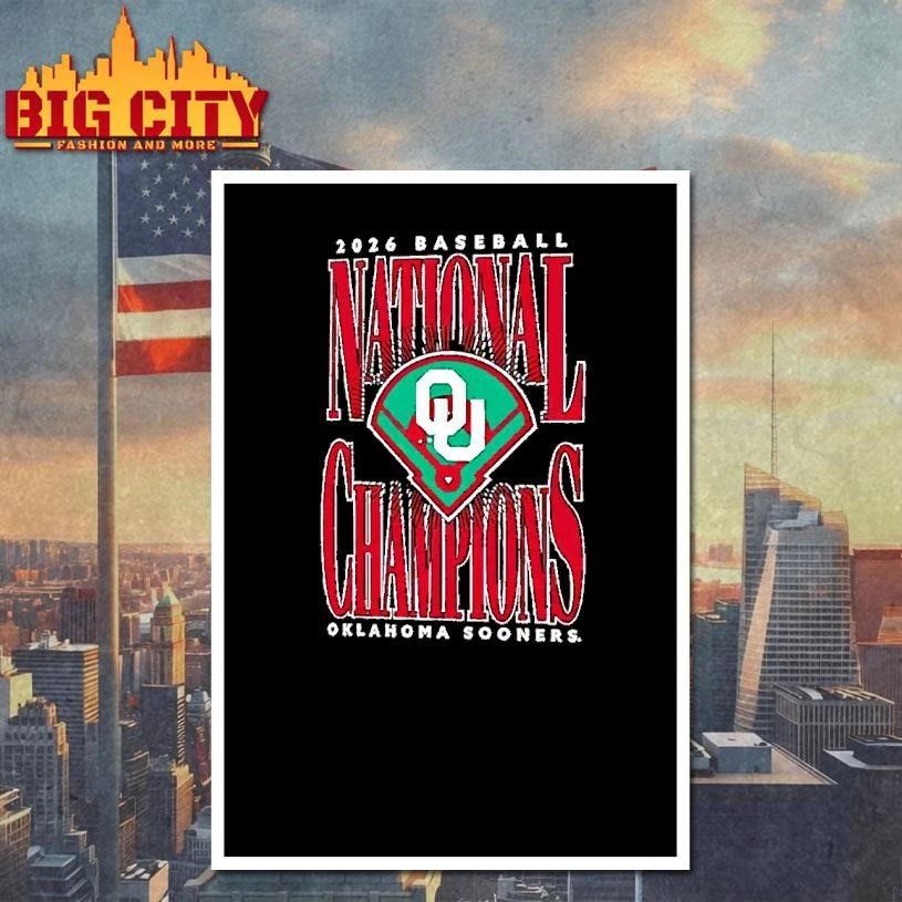 Oklahoma Sooners 2026 Ncaa Baseball Mens College World Series National Champions Large Type Field Shirt