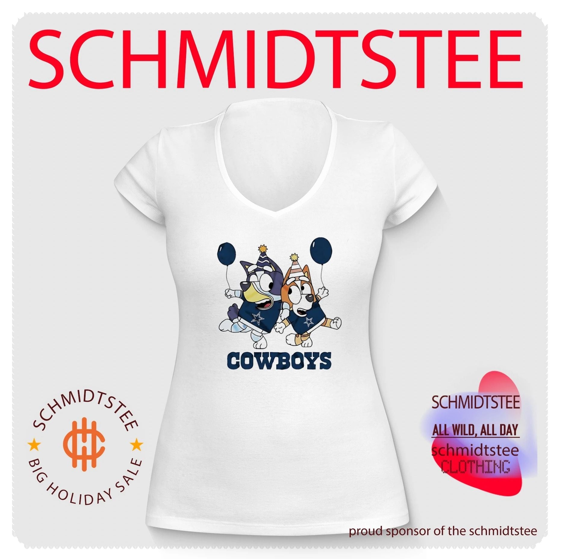 Dallas Cowboys Bluey and Bingo cartoon shirt